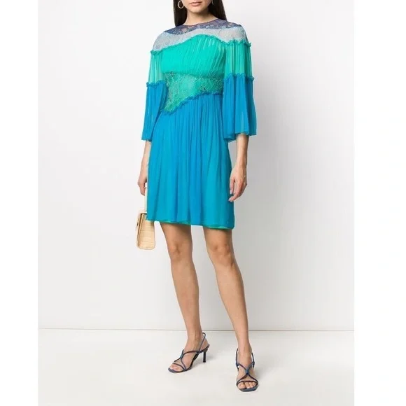 sapphire blue chiffon dress BABARONI Off the Shoulder Chiffon Full Length Dress-Slate Blue, Slate Blue / US0 main image 1